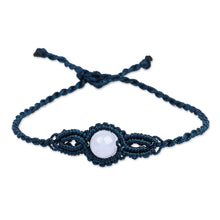 Load image into Gallery viewer, Handmade Dark Blue Cotton and Topaz Macrame Pendant Bracelet - Goddess of Sagaciousness | NOVICA
