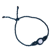 Load image into Gallery viewer, Handmade Dark Blue Cotton and Topaz Macrame Pendant Bracelet - Goddess of Sagaciousness | NOVICA