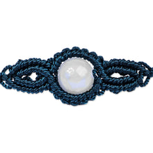 Load image into Gallery viewer, Handmade Dark Blue Cotton and Topaz Macrame Pendant Bracelet - Goddess of Sagaciousness | NOVICA
