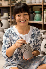 Load image into Gallery viewer, Ceramic Oil Warmer with Elephant Carving from Thailand - Mother and Child Elephant | NOVICA