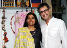 Load image into Gallery viewer, Hand Painted Silk Blend Shawl Primrose Blossom from India - Blue Primrose Blossoms | NOVICA