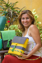 Load image into Gallery viewer, Handwoven Recycled Vinyl Cord Sling Bag with Diamond Motif - Casual Beauty | NOVICA