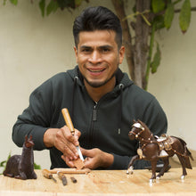 Load image into Gallery viewer, Sterling Silver and Mahogany Wood Deer Sculpture from Peru - Deer of the Andes | NOVICA