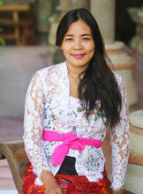 Load image into Gallery viewer, Lightweight Acrylic Blend Jacket Shrug in White from Bali - White Sanur Beach | NOVICA