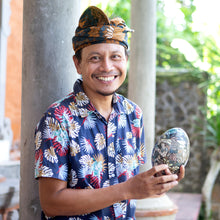 Load image into Gallery viewer, Dance-Themed Balinese Sculpture - Baris Gede Dance | NOVICA