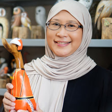 Load image into Gallery viewer, Bamboo and Teak Wood Duck Sculpture in Royal Garments - Prince Duck | NOVICA