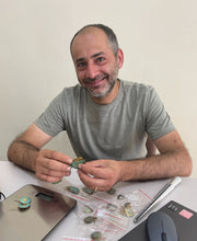 Load image into Gallery viewer, Armenian Alphabet Brass Dangle Earrings with Antique Finish - Armenian Alphabet | NOVICA