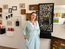 Load image into Gallery viewer, Hand-Painted Bird-Shaped Brass Button Earrings from Armenia - Fantasy Chants | NOVICA