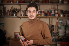 Load image into Gallery viewer, Hand-Painted Bird-Themed Ceramic Photo Holder from Armenia - Feathered Memories | NOVICA