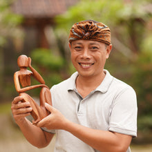 Load image into Gallery viewer, Hand Carved Suar Wood Baby Elephant Sculpture - Elephant Child | NOVICA