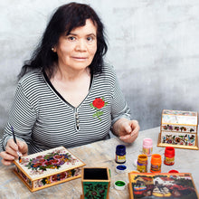 Load image into Gallery viewer, Reverse Painted Glass Jewelry Box - Floral Dream | NOVICA