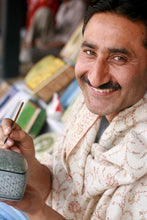 Load image into Gallery viewer, Velvet-Lined Papier Mache Wood Box with Mughal Queen Motif - Queen's Grandeur | NOVICA