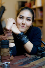 Load image into Gallery viewer, Handmade Leather and Wool Bracelet from Peru - Cusco Lands | NOVICA