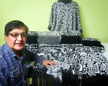 Load image into Gallery viewer, Alpaca Blend Geometric Shawl in Brick and Slate from Peru - Geometric Andes | NOVICA