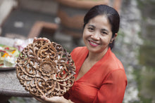 Load image into Gallery viewer, Hand-Carved Frangipani-Themed Suar Wood Relief Panel - Little Frangipani | NOVICA