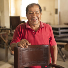 Load image into Gallery viewer, Collectible Mahogany Leather Folding Accent Table - Garland | NOVICA