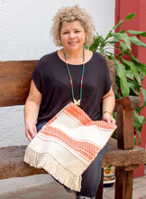 Load image into Gallery viewer, Handloomed Cotton Poncho in Orange Tones from El Salvador - Orange Sand | NOVICA