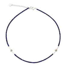 Load image into Gallery viewer, Handcrafted Sterling Silver and Lapis Lazuli Necklace - A Pure Soul | NOVICA