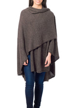 Load image into Gallery viewer, Artisan Crafted Alpaca Blend Wrap Ruana - Brown Tweed | NOVICA
