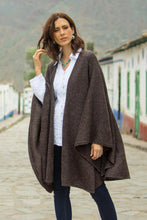 Load image into Gallery viewer, Artisan Crafted Alpaca Blend Wrap Ruana - Brown Tweed | NOVICA