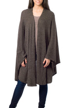 Load image into Gallery viewer, Artisan Crafted Alpaca Blend Wrap Ruana - Brown Tweed | NOVICA
