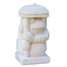 Load image into Gallery viewer, Sandstone Garden Sculpture - Frog with a Parasol | NOVICA