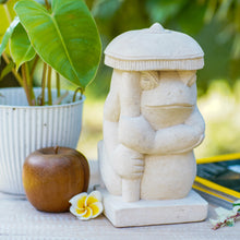 Load image into Gallery viewer, Sandstone Garden Sculpture - Frog with a Parasol | NOVICA