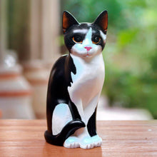 Load image into Gallery viewer, Albesia Wood Cat Sculpture - Housecat | NOVICA
