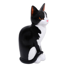 Load image into Gallery viewer, Albesia Wood Cat Sculpture - Housecat | NOVICA