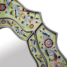 Load image into Gallery viewer, Hand Made Reverse Painted Glass Bird Mirror - Verdant Spring | NOVICA