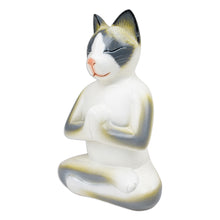 Load image into Gallery viewer, Unique Wood Cat Sculpture - Cat in Meditation | NOVICA