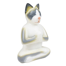 Load image into Gallery viewer, Unique Wood Cat Sculpture - Cat in Meditation | NOVICA