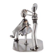 Load image into Gallery viewer, Metal Barber Sculpture Recycled Auto Parts Handmade Mexico - Haircut | NOVICA