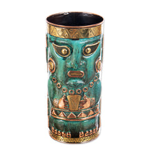 Load image into Gallery viewer, Archaeological Brass and Copper Vase - Chimu Deity | NOVICA