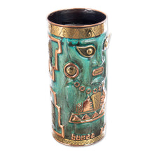 Load image into Gallery viewer, Archaeological Brass and Copper Vase - Chimu Deity | NOVICA
