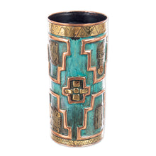 Load image into Gallery viewer, Archaeological Brass and Copper Vase - Chimu Deity | NOVICA