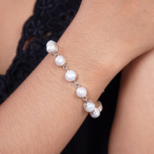 Load image into Gallery viewer, Pearl Sterling Silver Link Bracelet - Sterling Contrasts | NOVICA