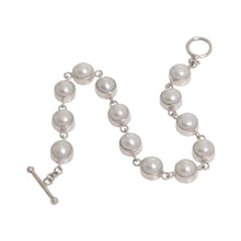 Load image into Gallery viewer, Pearl Sterling Silver Link Bracelet - Sterling Contrasts | NOVICA