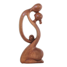 Load image into Gallery viewer, Suar Wood Family Sculpture - A Mother's Kiss | NOVICA