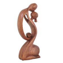 Load image into Gallery viewer, Suar Wood Family Sculpture - A Mother's Kiss | NOVICA