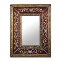 Load image into Gallery viewer, Rectangular Glass Wall Mirror Reverse Painted from Peru - Cajamarca Warmth | NOVICA