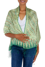 Load image into Gallery viewer, Batik Silk Patterned Scarf - Jade Princess | NOVICA