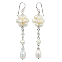 Load image into Gallery viewer, Bridal Sterling Silver and Pearl Dangle Earrings - Offer of Grace | NOVICA