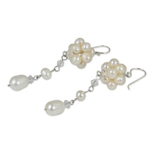 Load image into Gallery viewer, Bridal Sterling Silver and Pearl Dangle Earrings - Offer of Grace | NOVICA