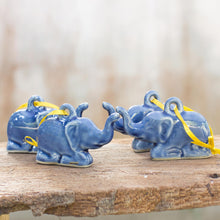 Load image into Gallery viewer, Blue Holiday Elephants