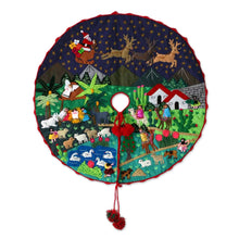 Load image into Gallery viewer, Peruvian Folk Art Cotton Christmas Scene Tree Skirt - Nativity Scene | NOVICA