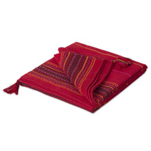 Load image into Gallery viewer, Alpaca Wool Blend Red Throw Blanket - Red Butterfly | NOVICA