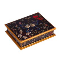 Load image into Gallery viewer, Reverse Painted Glass Jewelry Box - Night Flutters | NOVICA