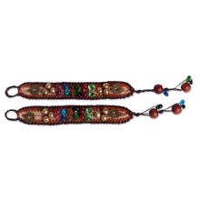Load image into Gallery viewer, Beaded Wristband Bracelets (Pair) - Bold Brown Fortunes | NOVICA