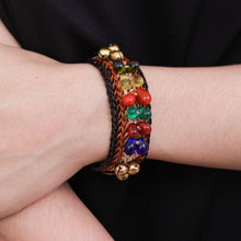 Load image into Gallery viewer, Beaded Wristband Bracelets (Pair) - Bold Brown Fortunes | NOVICA